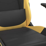 Sedia da Gaming con Poggiapiedi Nero e Oro in Similpelle