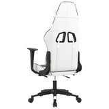 Sedia da Gaming con Poggiapiedi Bianco e Nero in Similpelle