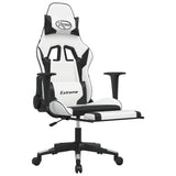 Sedia da Gaming con Poggiapiedi Bianco e Nero in Similpelle