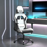 Sedia da Gaming con Poggiapiedi Bianco e Nero in Similpelle