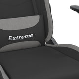 Sedia da Gaming con Poggiapiedi Nero e Grigio Chiaro in Tessuto