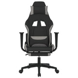Sedia da Gaming con Poggiapiedi Nero e Grigio Chiaro in Tessuto