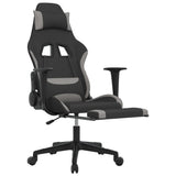 Sedia da Gaming con Poggiapiedi Nero e Grigio Chiaro in Tessuto