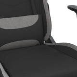 Sedia da Gaming con Poggiapiedi Nero e Grigio Chiaro in Tessuto