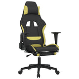 Sedia da Gaming con Poggiapiedi Nero e Verde Chiaro in Tessuto
