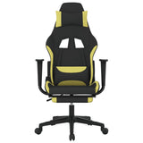 Sedia da Gaming con Poggiapiedi Nero e Verde Chiaro in Tessuto