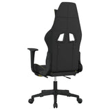 Sedia da Gaming con Poggiapiedi Nero e Verde Chiaro in Tessuto