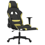 Sedia da Gaming con Poggiapiedi Nero e Verde Chiaro in Tessuto
