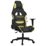 Sedia da Gaming con Poggiapiedi Nero e Verde Chiaro in Tessuto