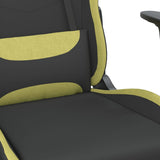 Sedia da Gaming con Poggiapiedi Nero e Verde Chiaro in Tessuto