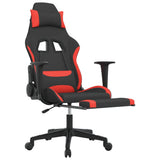 Sedia da Gaming con Poggiapiedi Rosso e Nero in Tessuto