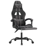 Sedia da Gaming con Poggiapiedi Nero e Grigio in Similpelle