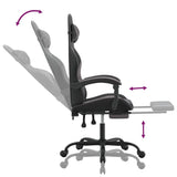 Sedia da Gaming con Poggiapiedi Nero e Grigio in Similpelle