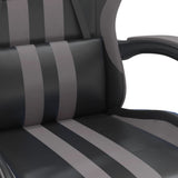 Sedia da Gaming con Poggiapiedi Nero e Grigio in Similpelle