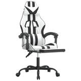 Sedia da Gaming con Poggiapiedi Bianco e Nero in Similpelle