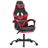 Sedia da Gaming con Poggiapiedi Nero e Rosso in Similpelle