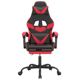Sedia da Gaming con Poggiapiedi Nero e Rosso in Similpelle