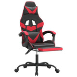 Sedia da Gaming con Poggiapiedi Nero e Rosso in Similpelle
