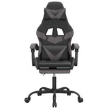 Sedia da Gaming con Poggiapiedi Nero e Grigio in Similpelle