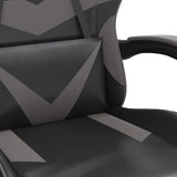 Sedia da Gaming con Poggiapiedi Nero e Grigio in Similpelle