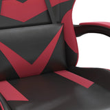 Sedia da Gaming con Poggiapiedi Nero e Rosso Vino in Similpelle
