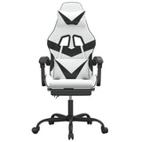Sedia da Gaming con Poggiapiedi Bianco e Nero in Similpelle