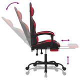 Sedia da Gaming con Poggiapiedi Nero e Rosso in Similpelle