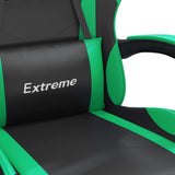 Sedia da Gaming con Poggiapiedi Nero e Verde in Similpelle