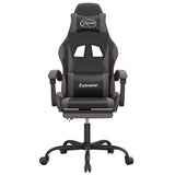 Sedia da Gaming con Poggiapiedi Nero e Grigio in Similpelle