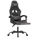 Sedia da Gaming con Poggiapiedi Nero e Grigio in Similpelle