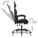 Sedia da Gaming con Poggiapiedi Nero e Grigio in Similpelle