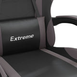 Sedia da Gaming con Poggiapiedi Nero e Grigio in Similpelle