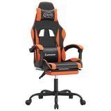 Sedia da Gaming con Poggiapiedi Nero e Arancione in Similpelle