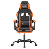 Sedia da Gaming con Poggiapiedi Nero e Arancione in Similpelle