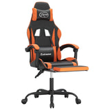 Sedia da Gaming con Poggiapiedi Nero e Arancione in Similpelle