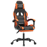 Sedia da Gaming con Poggiapiedi Nero e Arancione in Similpelle