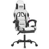 Sedia da Gaming con Poggiapiedi Bianco e Nero in Similpelle
