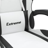 Sedia da Gaming con Poggiapiedi Bianco e Nero in Similpelle