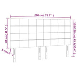 Testiera Nera 200x5x118/128 cm Velluto