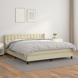 Giroletto a Molle con Materasso Crema 160x200 cm in Similpelle
