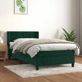 Giroletto a Molle con Materasso Verde Scuro 90x200 cm Velluto