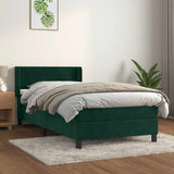 Giroletto a Molle con Materasso Verde Scuro 90x200 cm Velluto