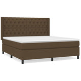 Giroletto a Molle con Materasso Marrone Scuro 160x200cm Tessuto