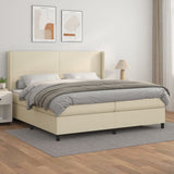 Giroletto a Molle con Materasso Crema 200x200 cm in Similpelle