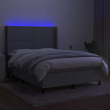 Letto a Molle Materasso e LED Grigio Chiaro 140x190 cm Tessuto