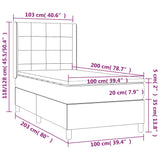 Letto a Molle con Materasso e LED Crema 100x200cm in Tessuto
