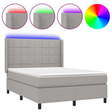 Letto a Molle Materasso e LED Grigio Chiaro 140x190 cm Tessuto