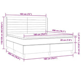 Letto a Molle Materasso e LED MarroneScuro 180x200cm in Tessuto