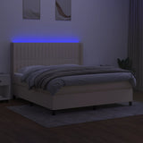 Letto a Molle con Materasso e LED Crema 180x200 cm in Tessuto