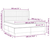 Letto a Molle con Materasso e LED Crema 180x200 cm in Tessuto